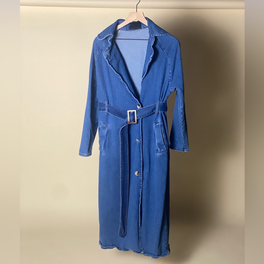 Boohoo Madison Beer Denim Trench coat